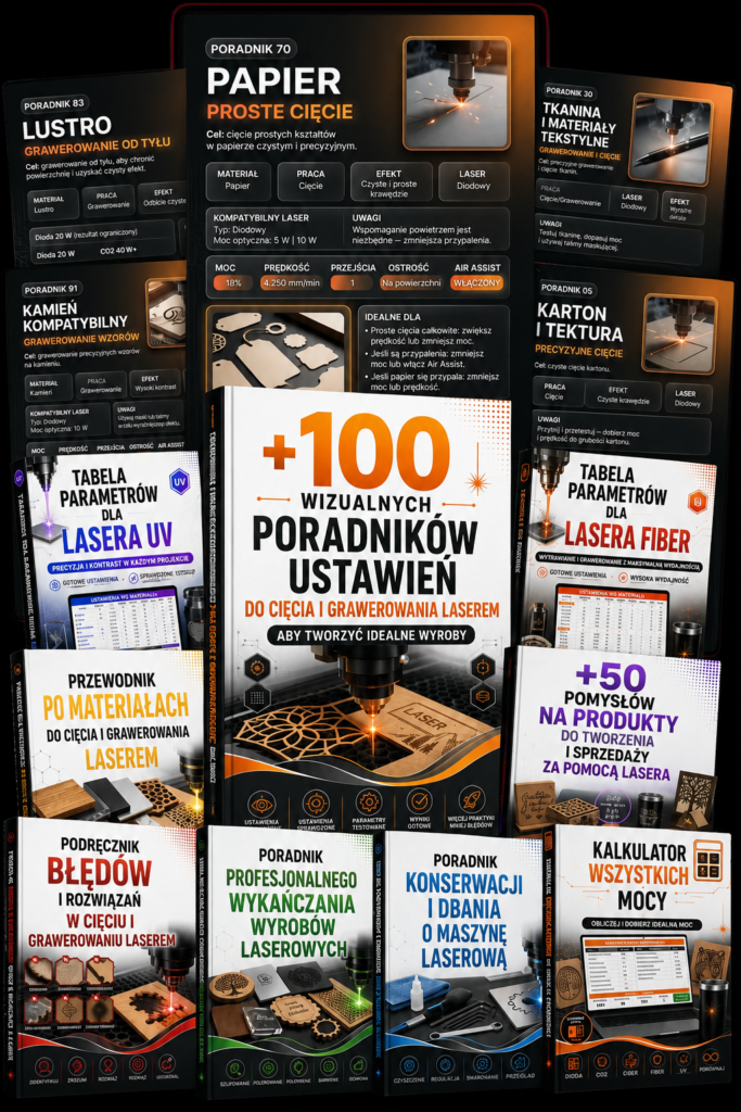 +100 wizualnych poradników ustawień do cięcia i grawerowania laserem